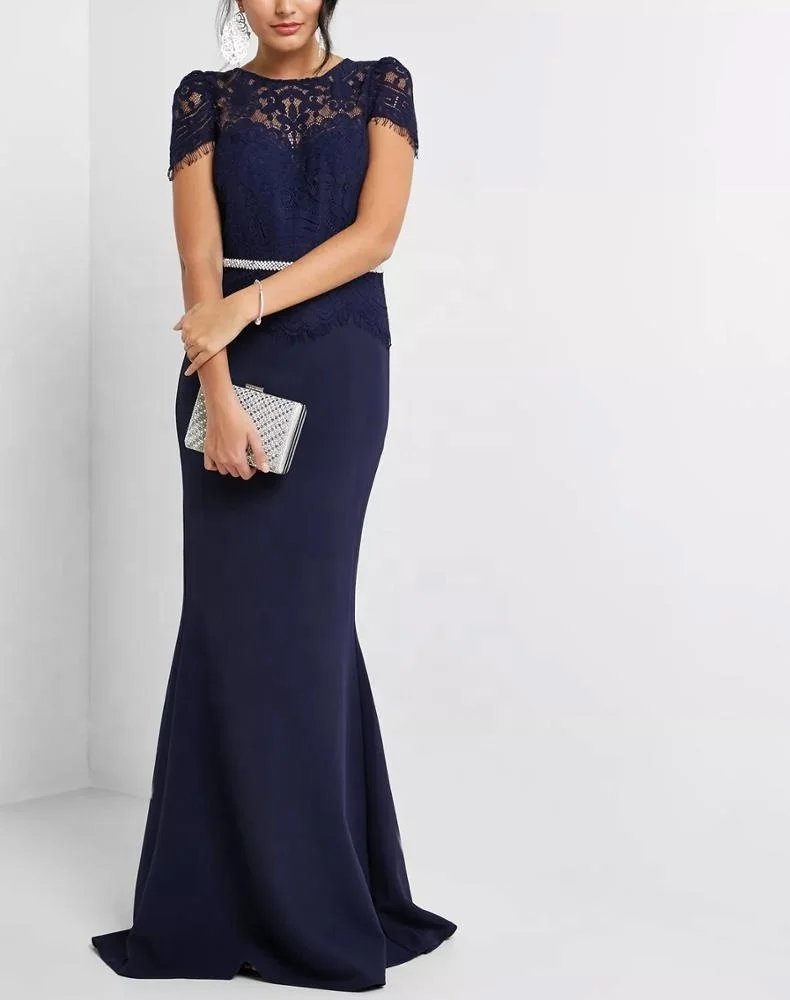 Fightail Evening Dress Women Embroidered Navy New 2023 Summer Evening / Formal Dresses Short Floral Pattern Trumpet Mermaid