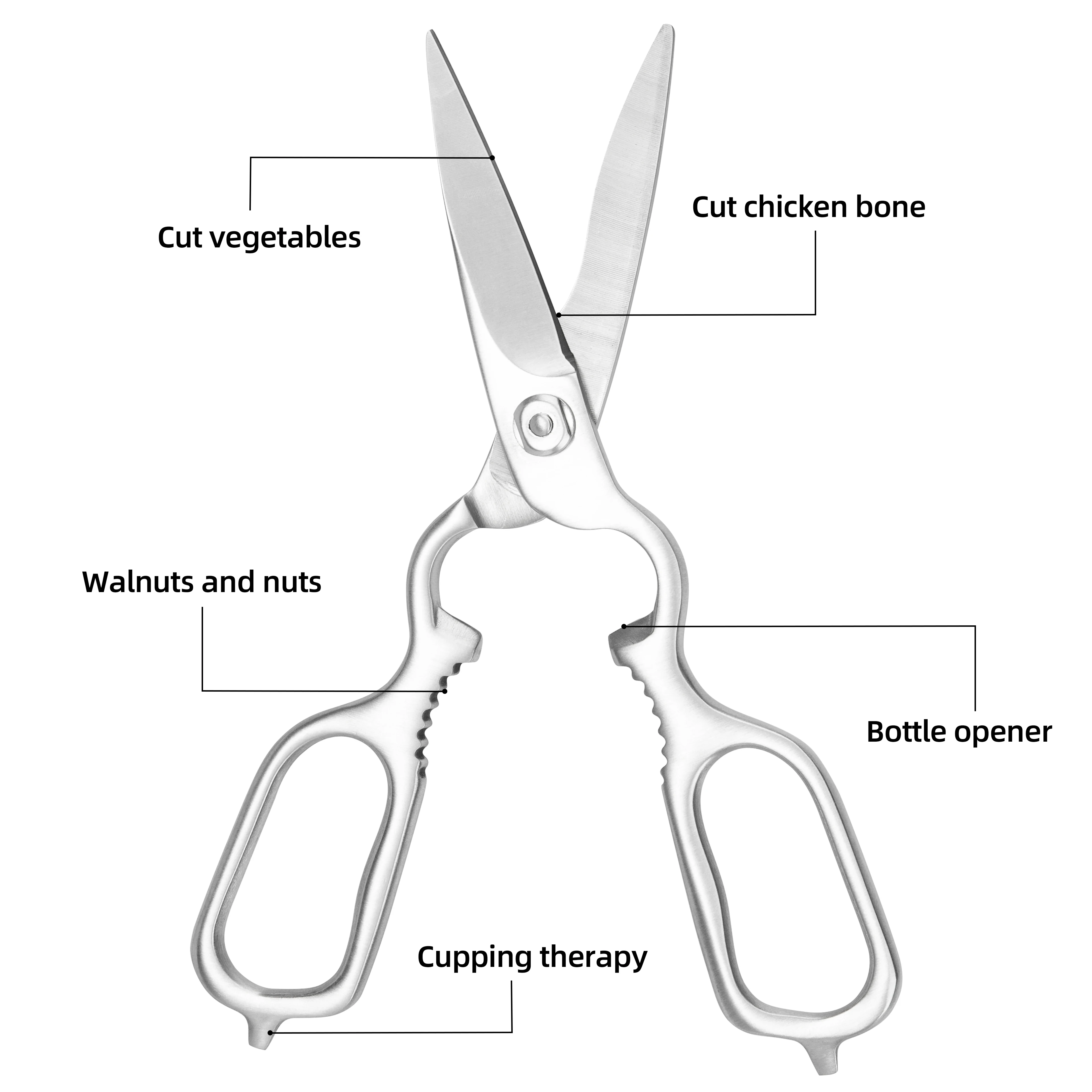 Full Tang Multifunctional Kitchen Scissors for Home Kitchen Use Chicken Bone and Vegetable Cutting