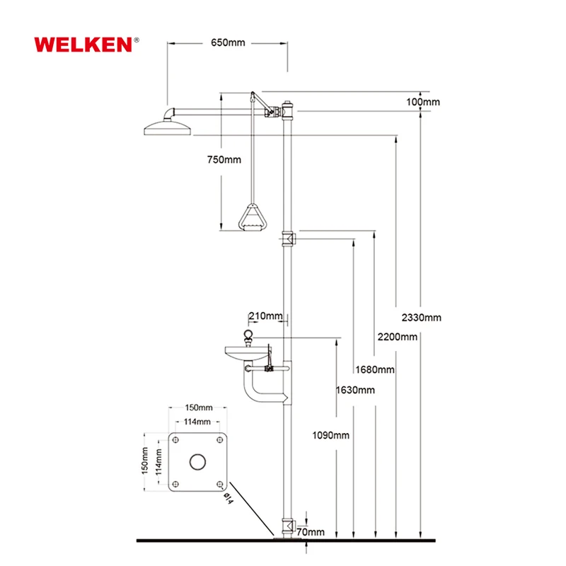 Combination Face and Eye Wash Eyewash Station 304 Stainless Steel Emergency Shower System Eye Washing