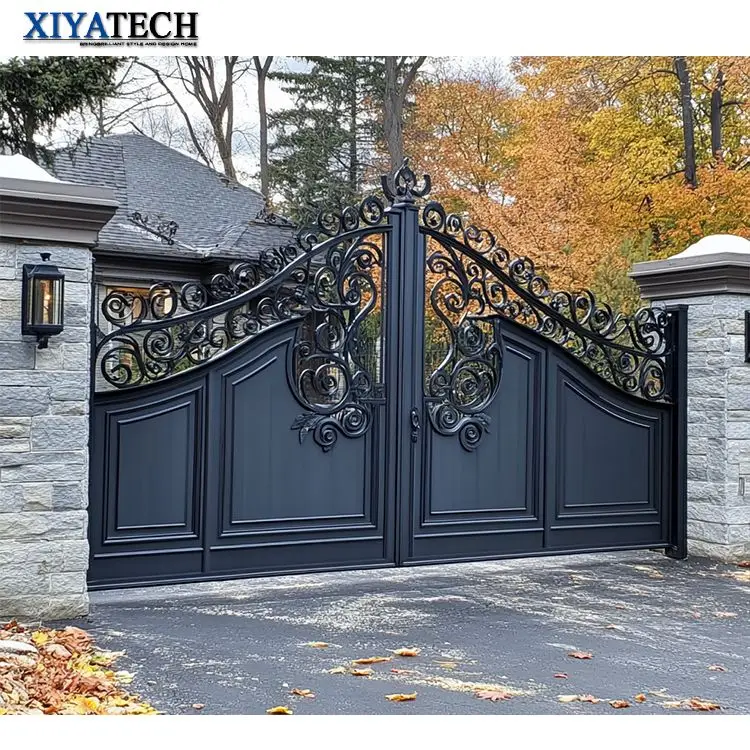 XIYATECH High Quality Manufactures Custom Luxury Outdoor Main Beautiful Door House Stylish Wrought Iron Gate Design for Home