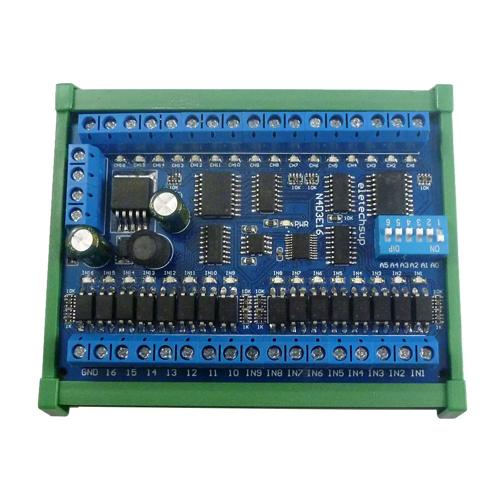 N4D3E16 DC 12V 24V 16 In 16 out RS485 remote control switch PLC IO expansion board Modbus RTU module
