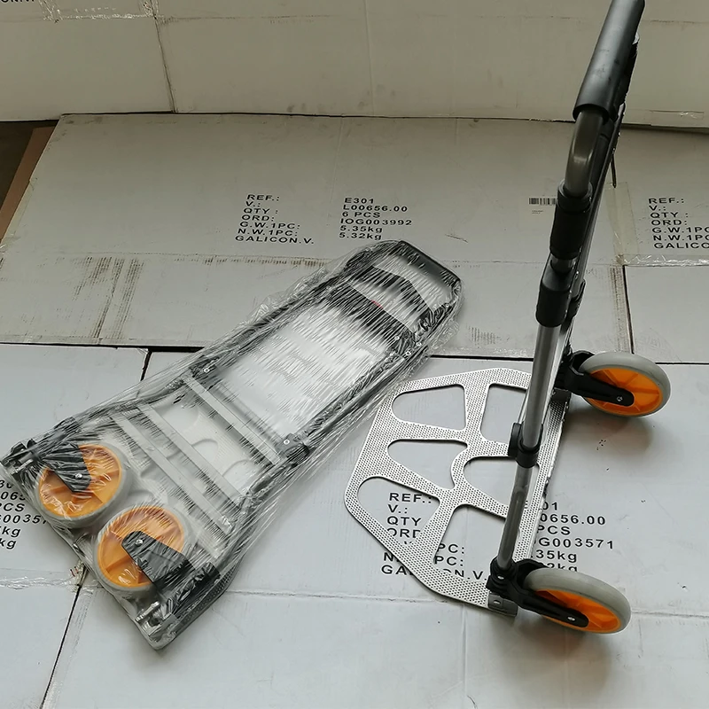 Hand Truck Popular Type Welding Cart Pushcart Pallet Trolley Two-wheel Pushcart Trailer Folding Silent Handcart Moving Van