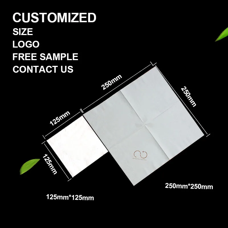 Cheap price hot selling 2ply 23*23cm customizable 1-2 color logo disposable personalized serviette cocktail beverage napkins