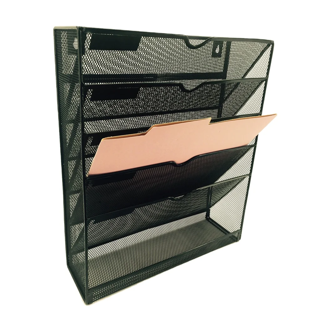 High Quality Metal Mesh Wall File Holder Chinese Factory Best Price Wall Mount Magazine Rack Hanging Mail Organizer Office Use