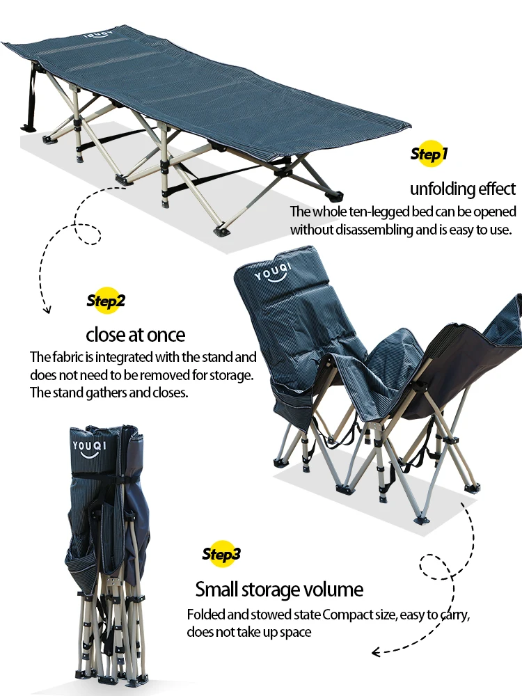 YOUQI 900D Oxford cloth Foldable Lightweight Camping Bed Portable Folding Cot