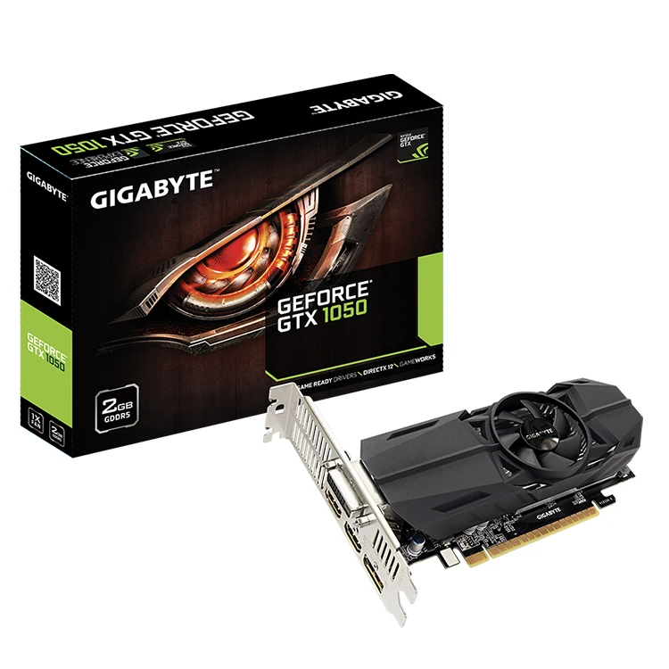  Гигабайт NVIDIA GeForce GTX 1050 Низкопрофильный 2G низкопрофильный дизайн с графической картой длиной 167 мм