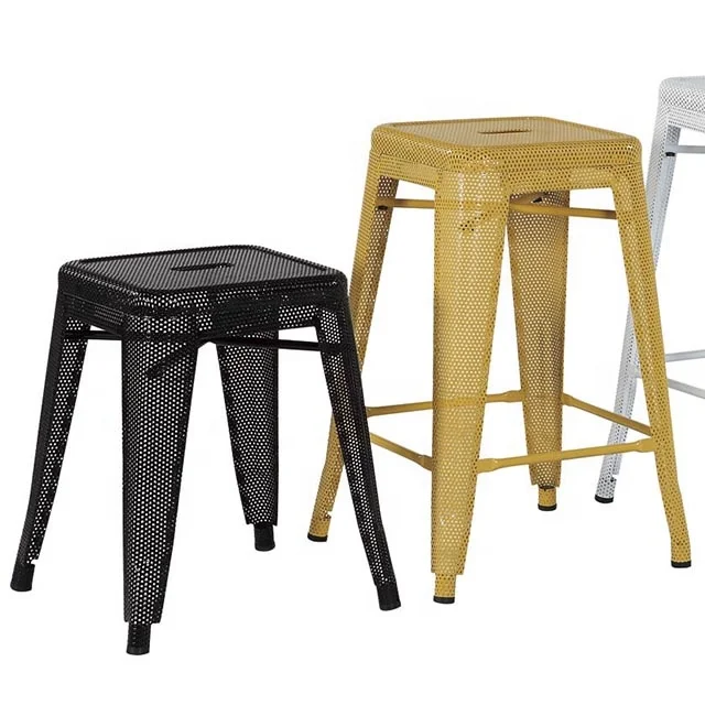 SEB Factory Wholesale Restaurant bar Furniture Outdoor Anti-UV Powder Coating luxury Golden Black Metal Bar Chairs Stools