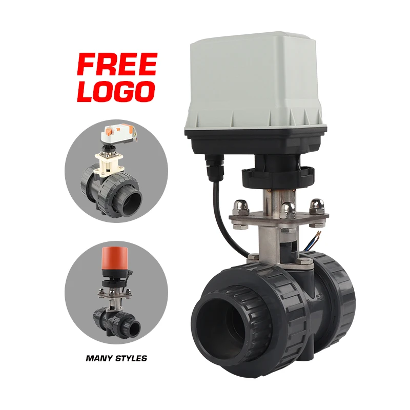 Customizable 1 1/2in DN40 Large Diameter Plastic Ball Valve with Electric Actuator for Farmland Irrigation OEM Support