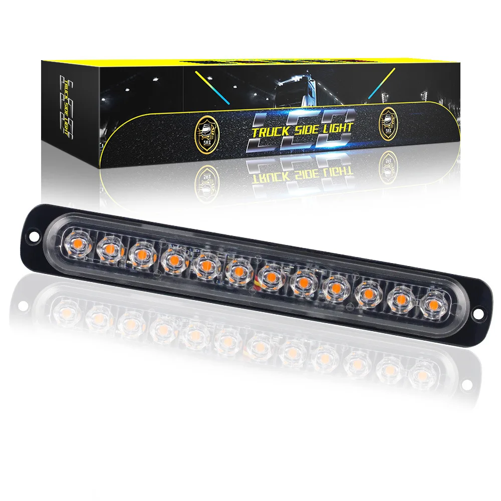 Auto lighting system 12-24V truck side lamp strip ultra-thin side flash light 36w 12LED strongpoint signal warning lights