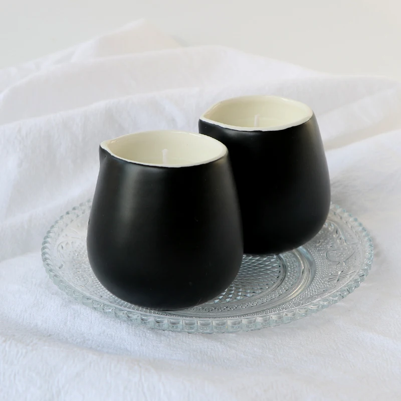 Creative Dropship In Stock White Ceramic Candle Jar With Spout Wick Massage Essential Oil Scented Candle SPA Massage Candle