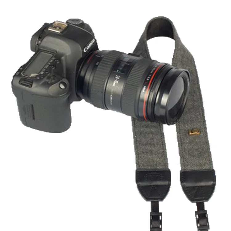 wholesale custom logo plastic buckles cotton vintage grey color sling camera straps for canon camera slr