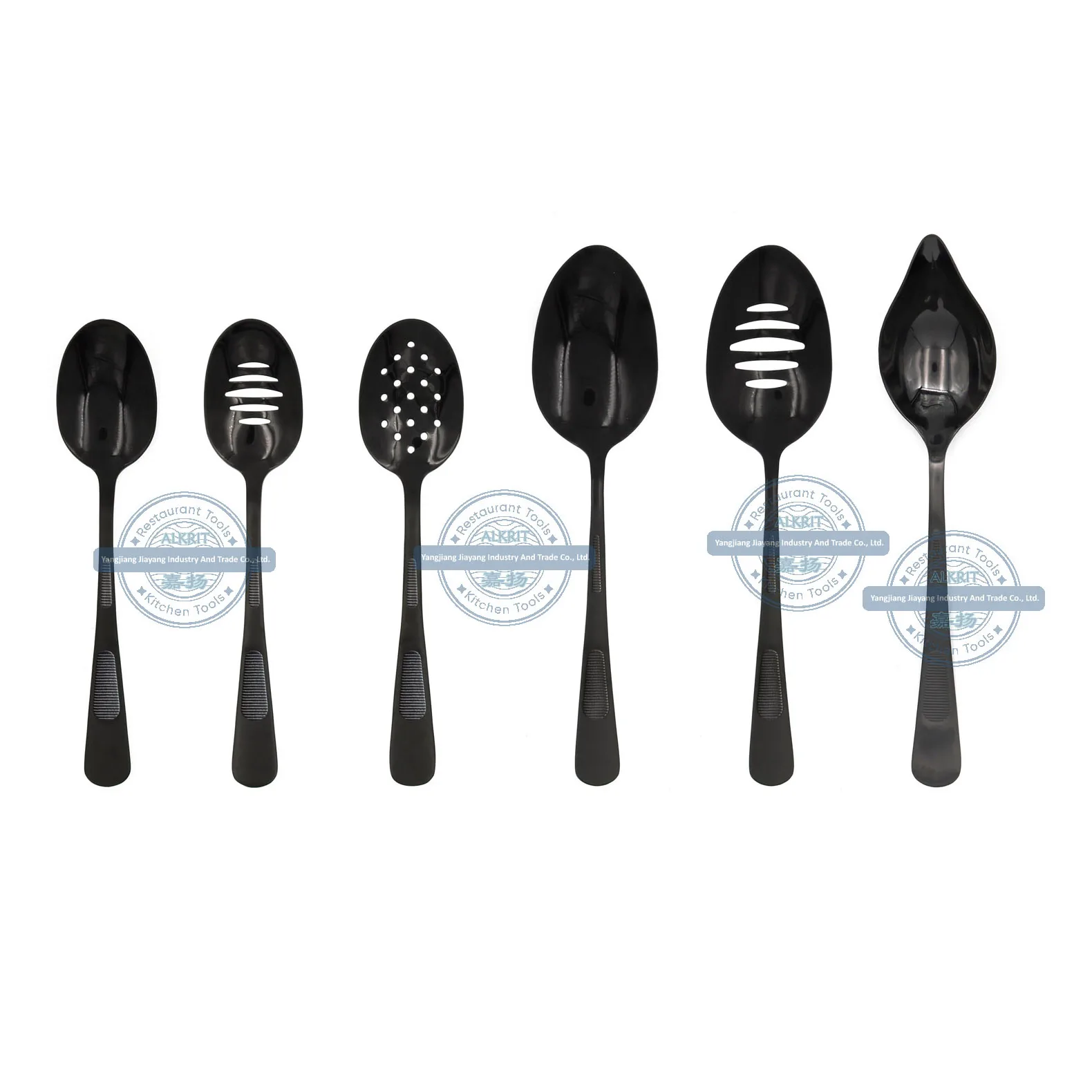(JYKT-CS001-series) in Stock Stainless Steel 18/8 Chef Plating Sauce Spoon Set with Solid / Slotted / Perforated Bowl