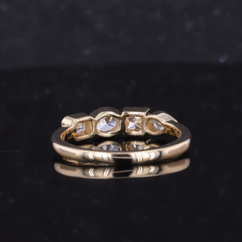 starsgem 10k yellow solid gold wedding ring fancy shape lab grown diamond ring