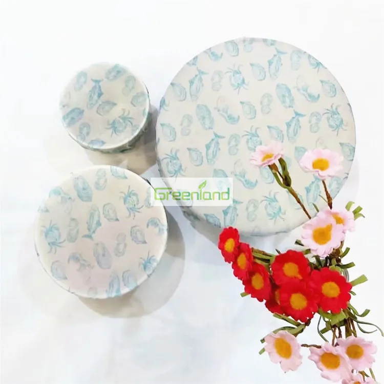 
100% Cotton Organic Natural Beeswax Food Wrap Sustainable Bees Wax Food Wraps 