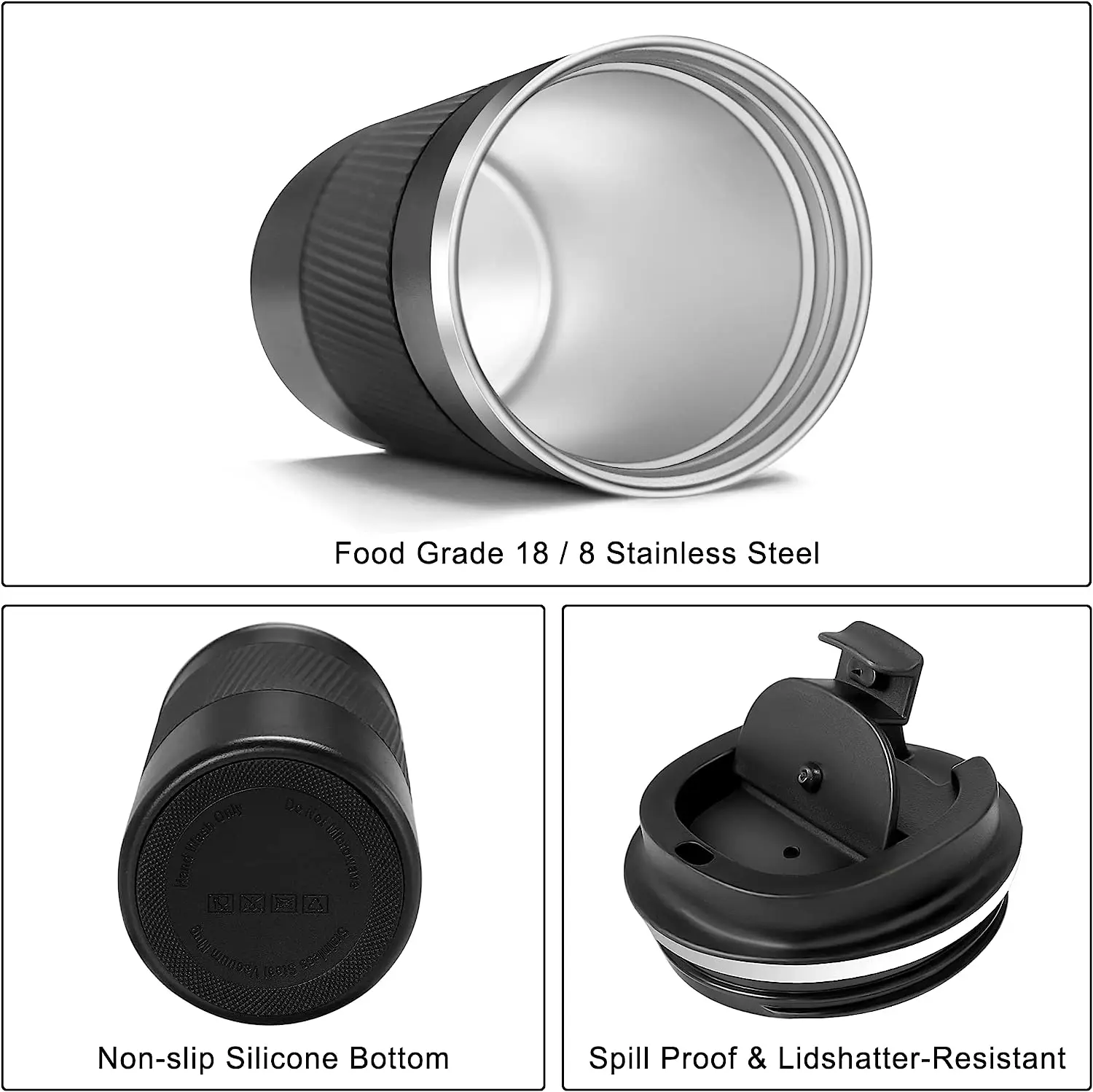 Travel Coffee Mug, Stainless Steel Vacuum Insulated Coffee Mug with Leakproof Lid, Double Walled Reusable Coffee Travel Mug