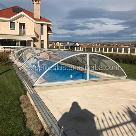 China Products Manufacturers PC Panel Retractable Aluminum Swimming Pool Enclosure