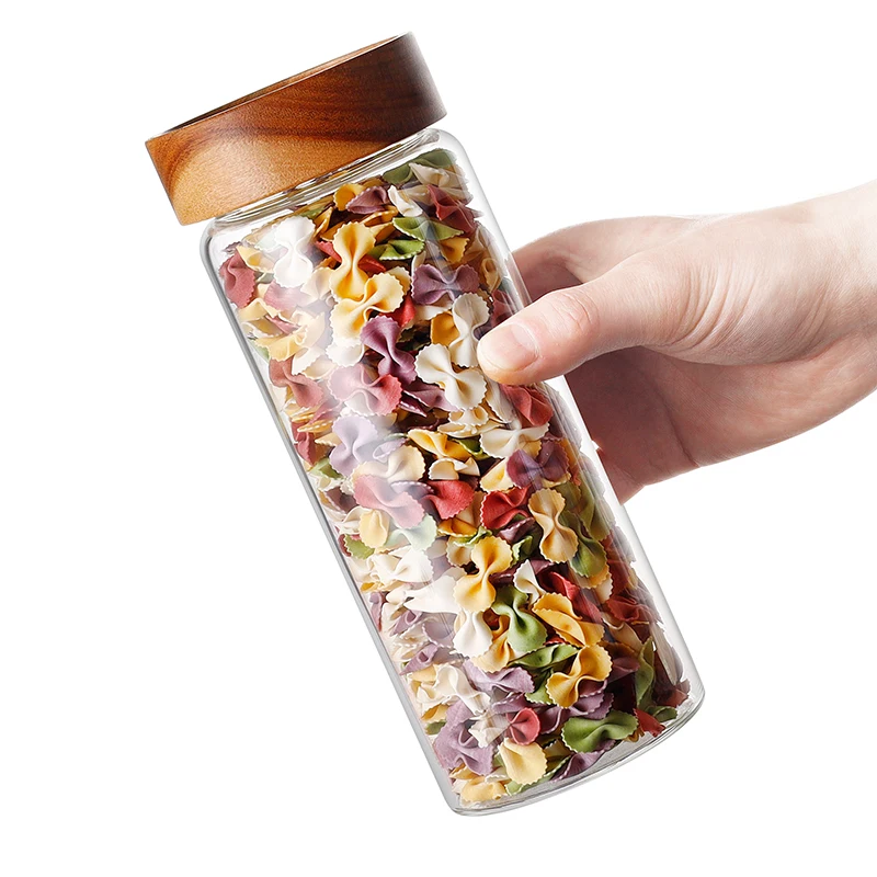 100/160/200/330/500/750ml dry food storage jar glass jar glass storage jar with wood screw lid