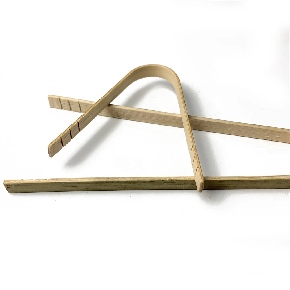Natural Bamboo Small Wooden Toaster Tongs - Mini Serving Utensils for Eco-Conscious Party Cooking and Buffets