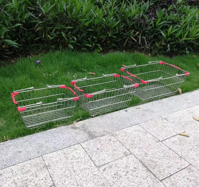 Supermarket Shopping Metal Wire  Basket with Handles