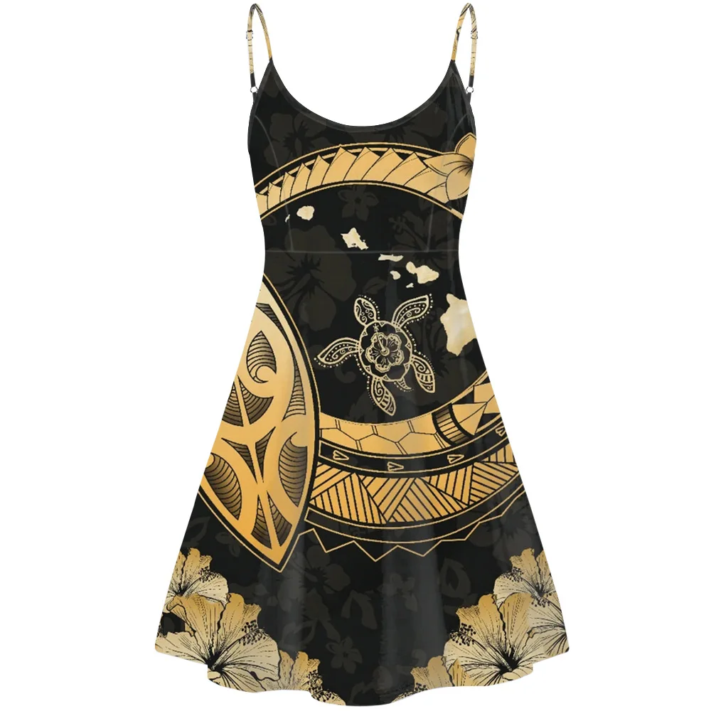 Оптовая продажа, платья с принтом морской черепахи, дизайнерское полинезийское мини-платье в гавайском стиле, вечернее платье для девочек на заказ