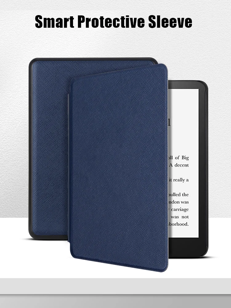 Sleep/Wake Cross Pattern PU Leather Book Style Case Flip Cover For Kindle Paperwhite 5 2021 6.8 Inch Ebook Shell