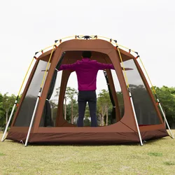 New 210D Oxford cloth automatic double layer sunscreen big camping mountaineering teepee tent for adults