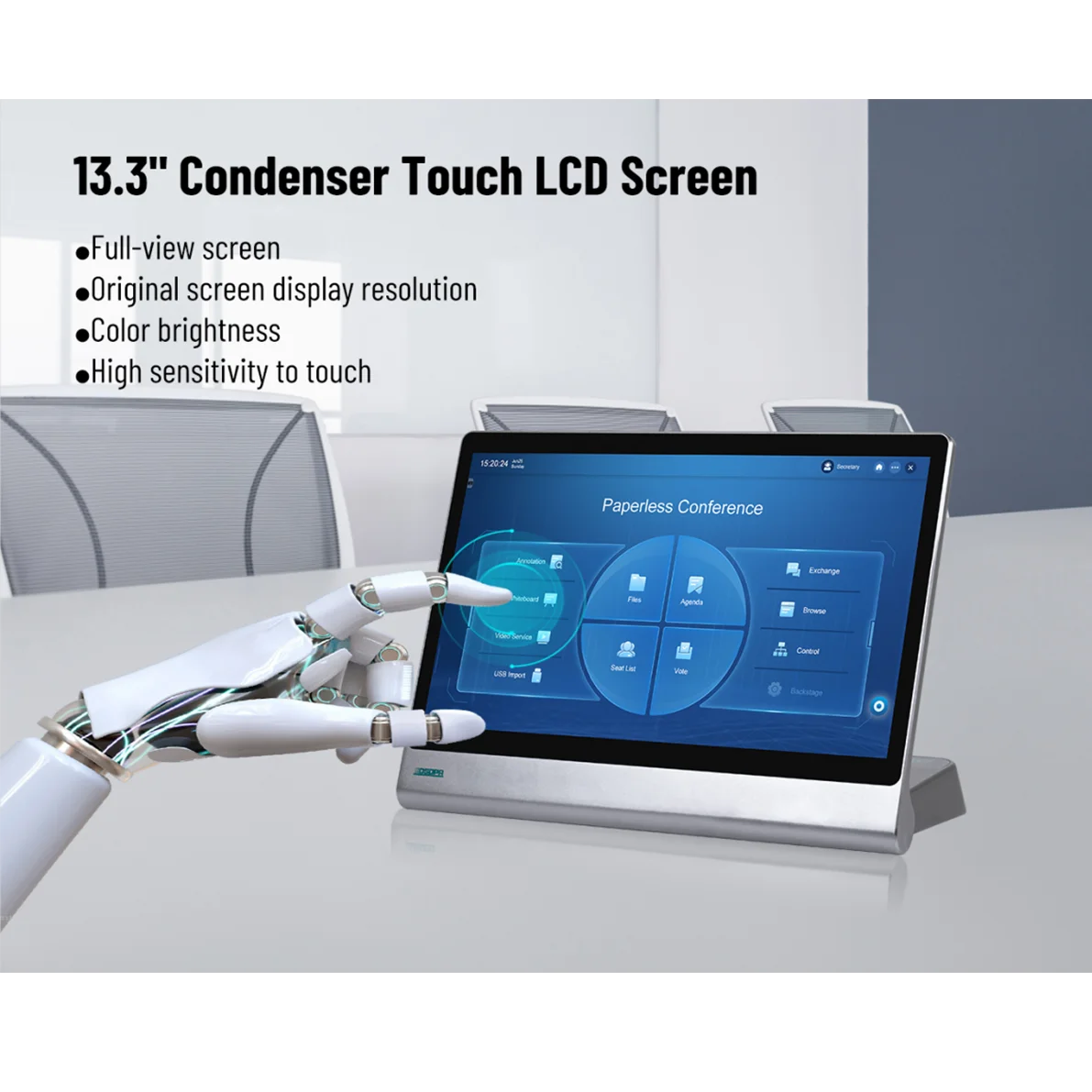Touch Screen Paperless Conference System Chairman Delegate  Desktop Speaking and Voting Terminal with Microphone