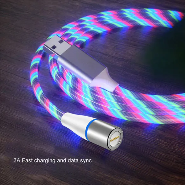Лидер продаж 2020 3 в 1 Светодиодный светящийся Магнитный кабель кабины Usb-кабель для зарядки и передачи