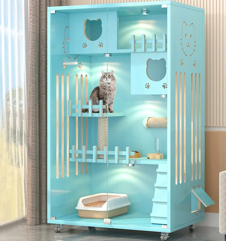 Indoor Pet solid wood furniture stable large space wooden cat house villa