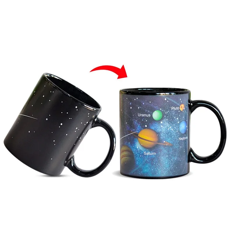 Custom Porcelain Ceramic Magic Solar System Heat Sensitive Cute Coffee Cup - 12 oz Ceramic Mug Color Changing Mugs