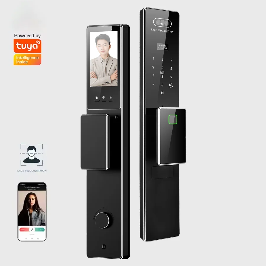 LEZN F6 Tuya Safe and low-key factory manufacturing OEM facial fingerprint biometric intelligent door lock camera Wifi automatic