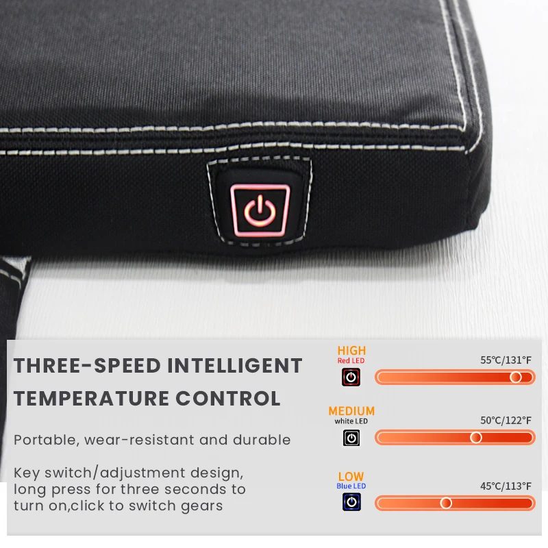 USB Powered 3 Levels Temperature Adjustment Thickened Heating Seat Pad for Outdoor Activities Camping Ice Fishing