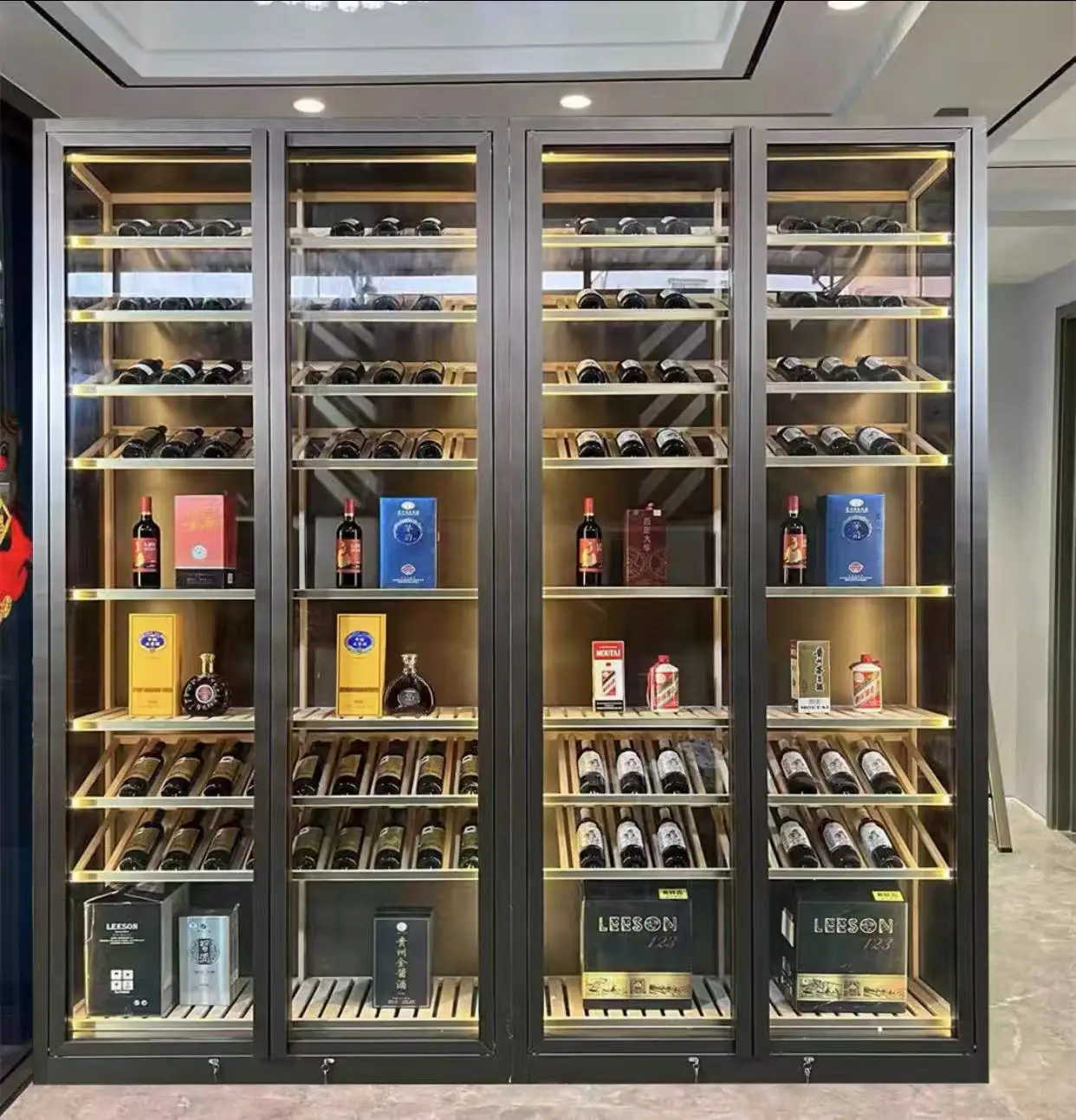 Modern simple high-end stainless steel constant temperature wine cabinet villa wine cabinet stainless
