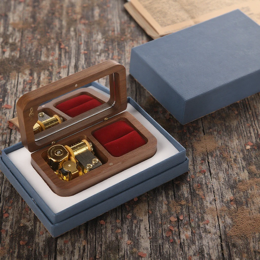 Музыкальная шкатулка оригинальная серия коробок для колец персонализированные деревянные шкатулки музыкальный подарок