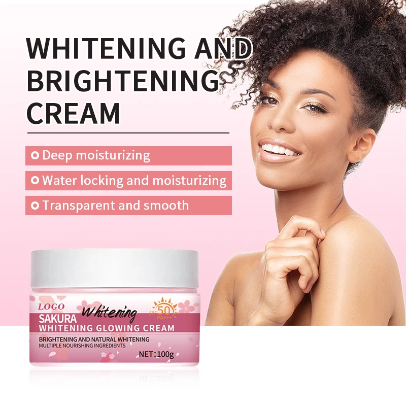 Customized Defeat dullness moisturize and brighten super SAKURA white glowing face cream moist organic lotion with sunscreen spf