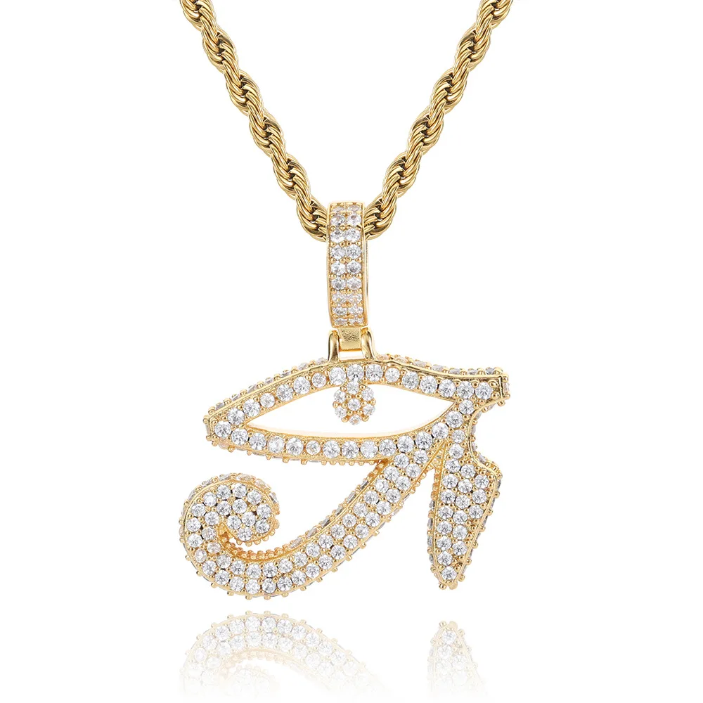 qiku ancient Egyptian symbol the Eye of Horus Pendant Copper encrusted zircon personality hop necklace accessories