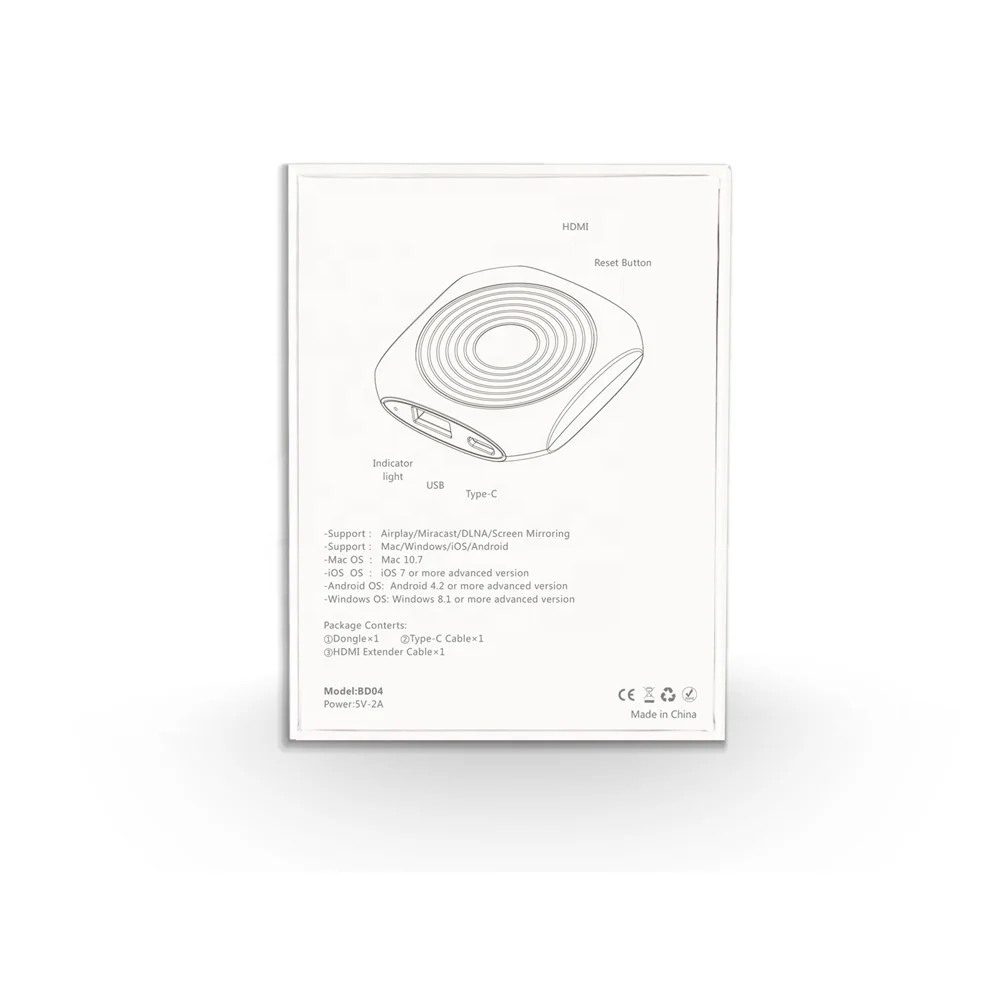 BD04 новый стиль аудио 1080P 2 4G Airplay Miracast беспроводной Wifi Дисплей ключ HD MI приемник