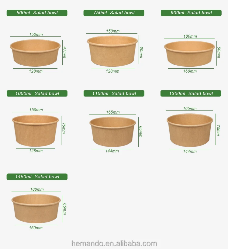Wholesale Cheap Price Kraft Paper Salad Bowl Round Shape Salad Bowl Eco Friend Round Paper Bowl