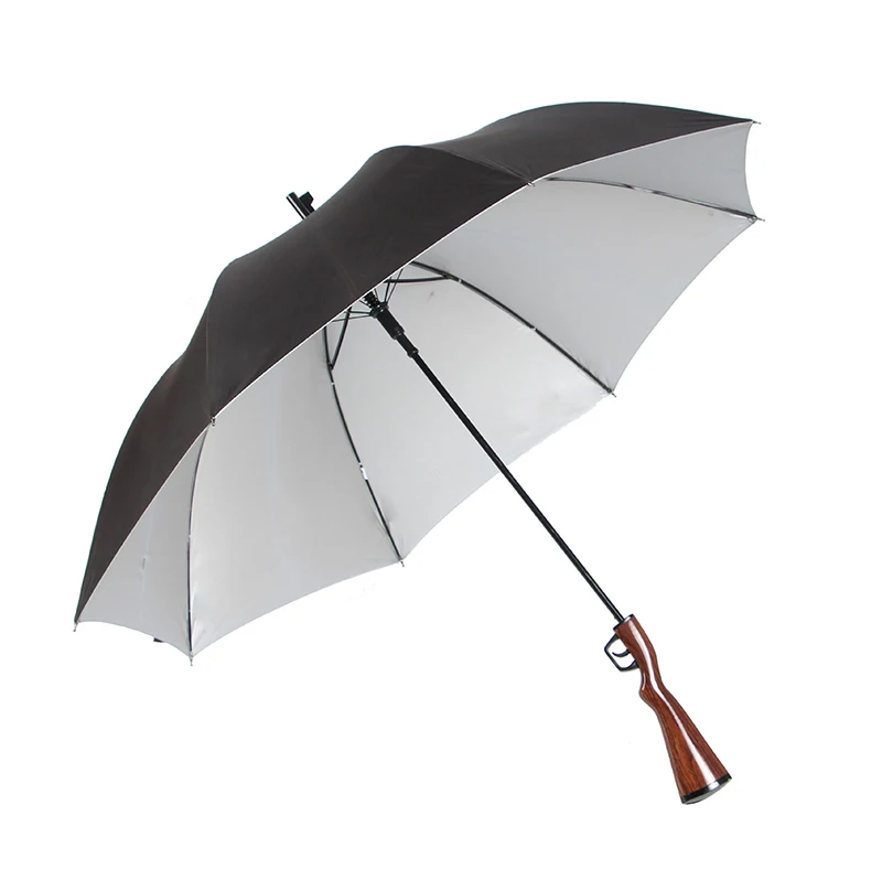 Special fancy gun design automatic open black steel man umbrella for sale