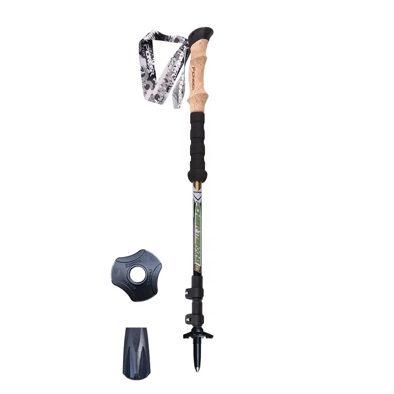 High Quality Alpenstock Telescopic Ultra Light 99% Carbon Fiber Trekking Poles Walking Hiking Sticks With Cork Handle