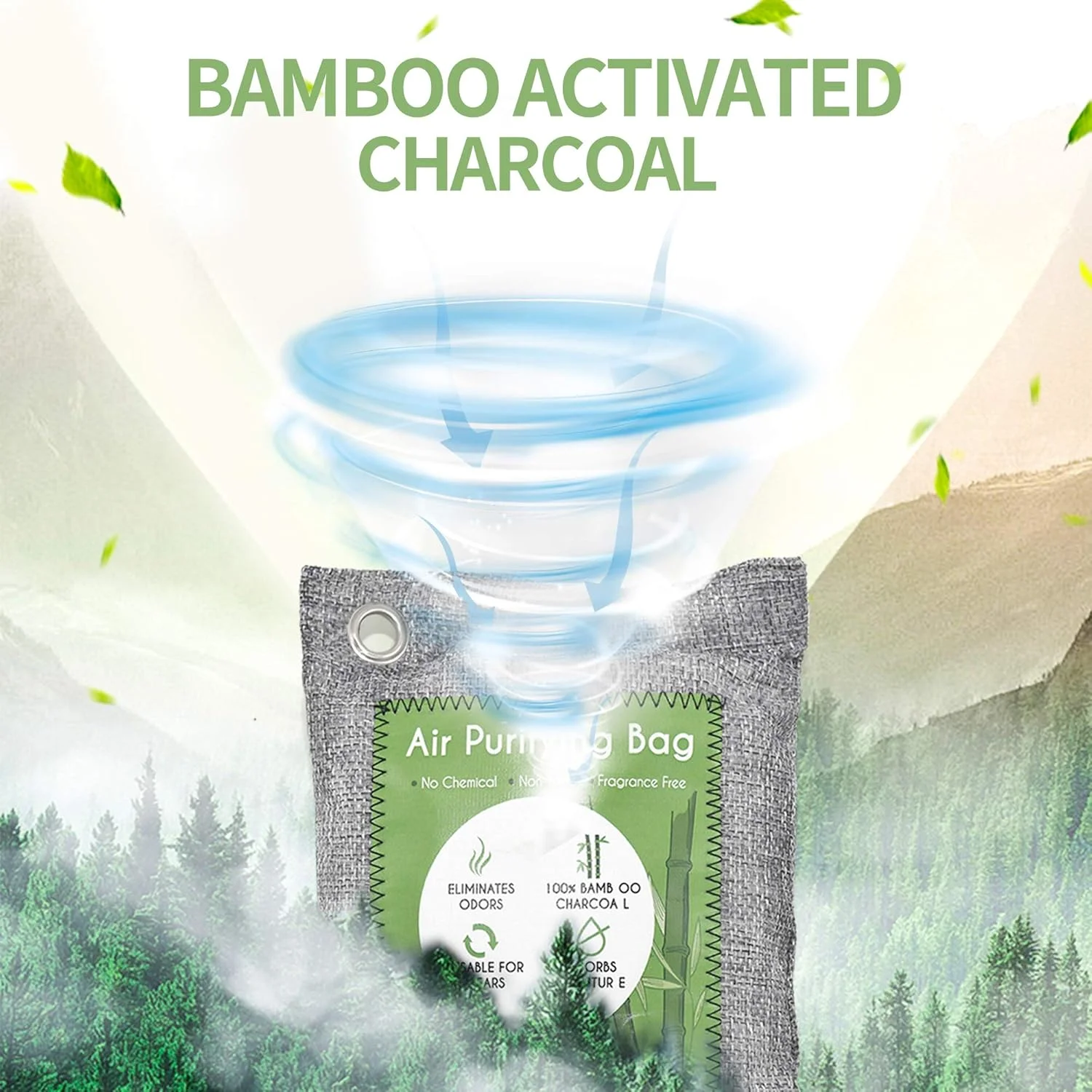 12 Pack Bamboo Air Purifying Bag Activated Charcoal Bags Odor Absorber Natural Car Air Freshener Shoe Deodorizer (6x50g,6x150g)