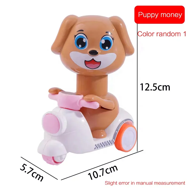 Cartoon motorcycle pressing small yellow duck sprouting Tiger pull back car boy child toy car inertia car dog toy