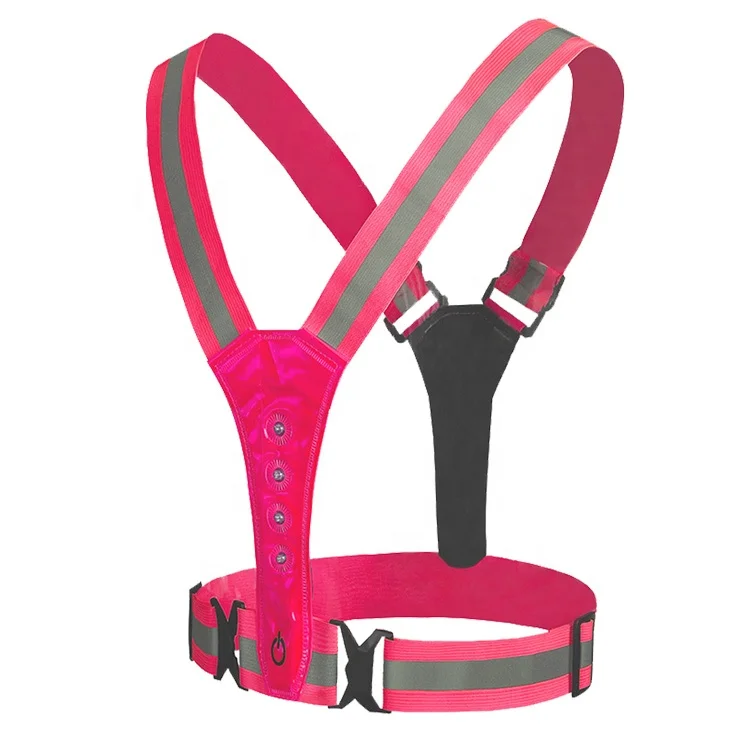 Elastic LED Adjustable High Visibility Reflective Vest Gear Stripes Safety Belt for Running