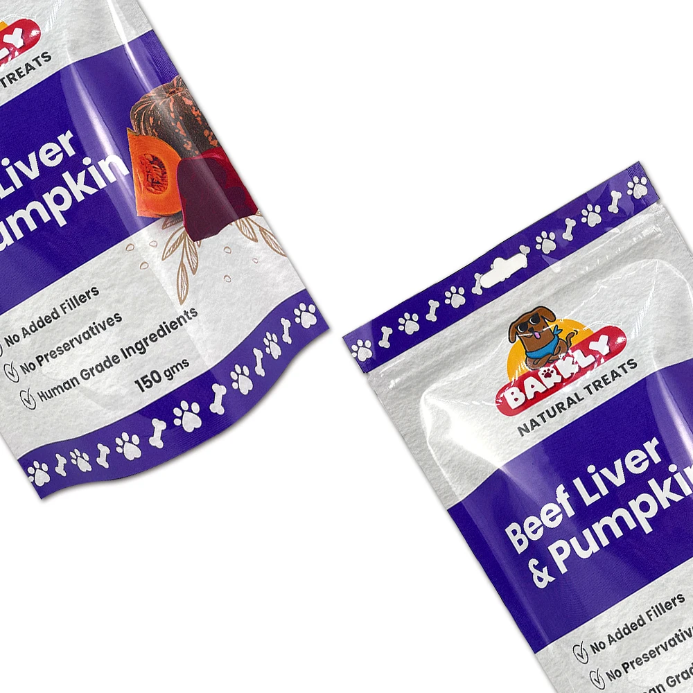 Customized Beef Liver And Pumpkin Zip Lock Supplement Food Packaging Stand Up Pouch