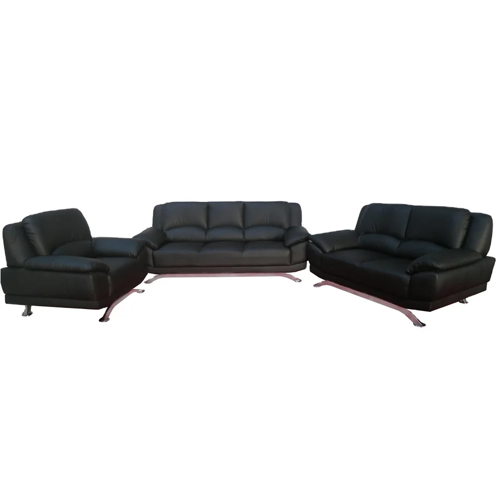 Новый дизайн Черная искусственная кожа секционный фиолетовый 1 + 2 3 Нержавеющая сталь ножка диван набор мебель для дома и