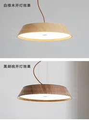 European Artistic Round Chandelier Modern Hanging Lamp Minimalist Style Dining Room Kitchen Oak Wood Pendant Light