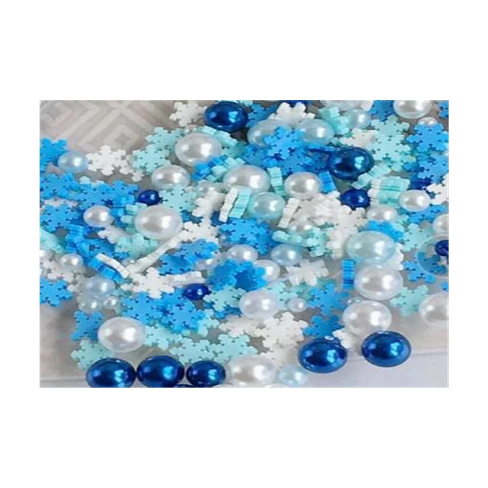 White Blue Snowflake Polymer Clay Slices Mix Round Pearl Beads DIY Toys Slime Charms Kids Gifts Nail Decor Handicraft Supply