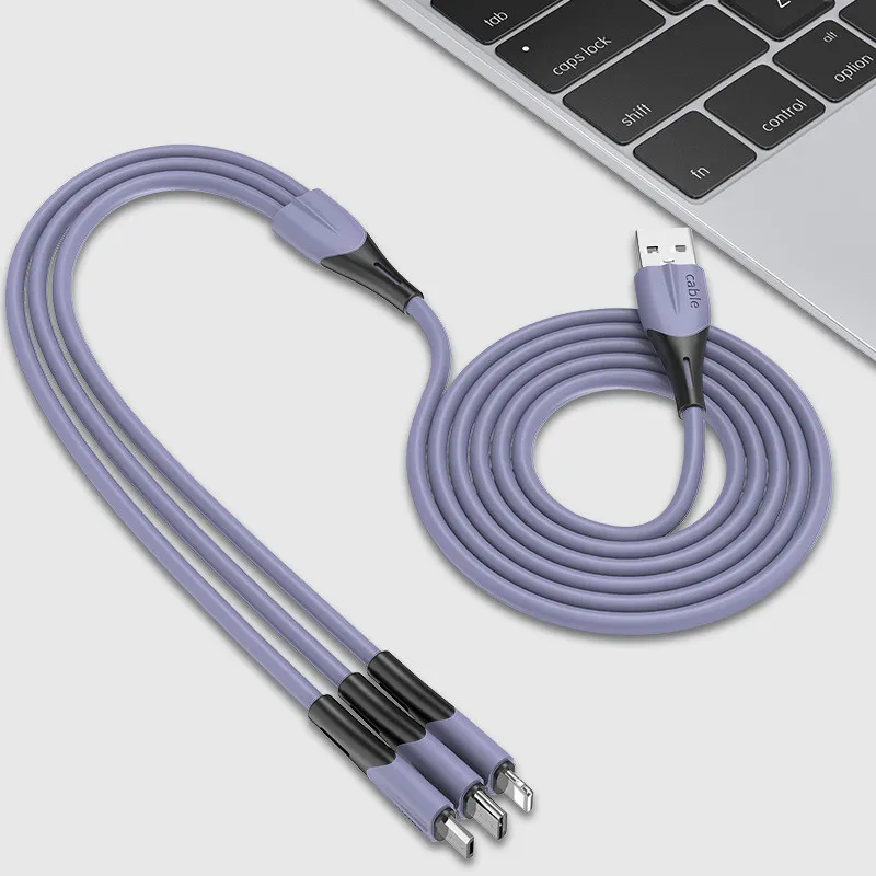 Новинка 2021, силиконовый usb-кабель 3 в 1, кабель для передачи данных для android/samsun/для телефона