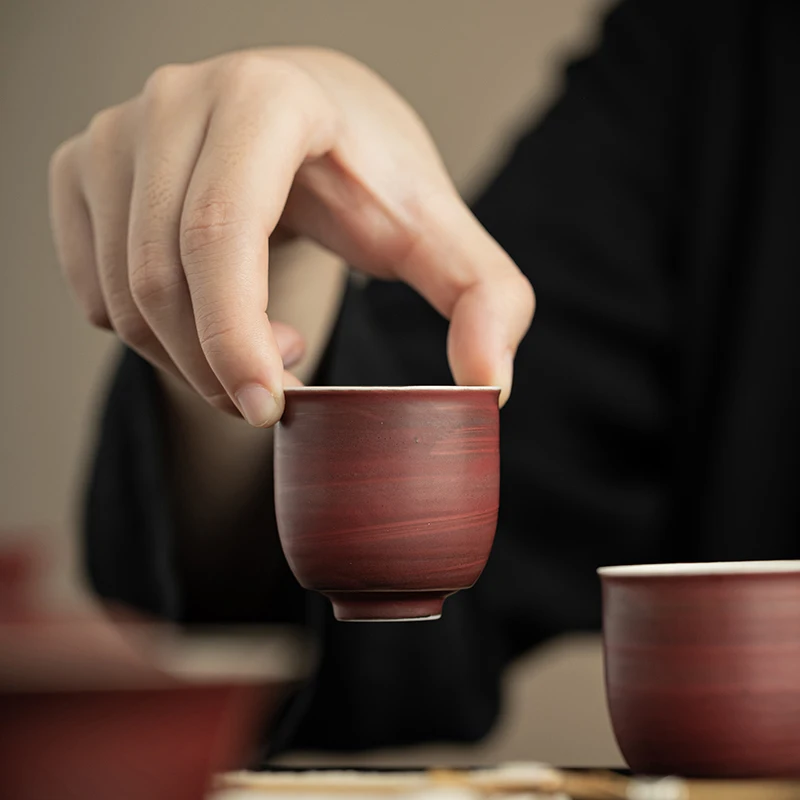 Chinese Ceramic Enamel Tea Cup Set Single-Cup Kung Fu round Pattern for Drinks & Home Hosting Powder Sample Tea