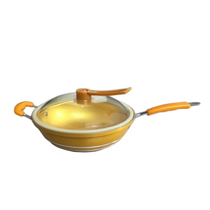 new die cast aluminum white marble non stick pots and pans with wooden handle cookware sets